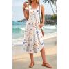 image:imageWIHOLL Summer Dresses for Women Button Front Sleeveless Casual Midi Dress Beach Vacation Sundresses with PocketsBeige Watercolor Floral