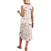 image:imageWIHOLL Summer Dresses for Women Button Front Sleeveless Casual Midi Dress Beach Vacation Sundresses with PocketsBeige Watercolor Floral