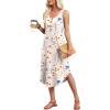 image:imageWIHOLL Summer Dresses for Women Button Front Sleeveless Casual Midi Dress Beach Vacation Sundresses with PocketsBeige Watercolor Floral