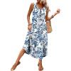 image:imageWIHOLL Summer Dresses for Women Button Front Sleeveless Casual Midi Dress Beach Vacation Sundresses with PocketsBlue Boho Print