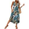 image:imageWIHOLL Summer Dresses for Women Button Front Sleeveless Casual Midi Dress Beach Vacation Sundresses with PocketsNavy Tropical Leaf