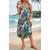 image:imageWIHOLL Summer Dresses for Women Button Front Sleeveless Casual Midi Dress Beach Vacation Sundresses with PocketsNavy Tropical Leaf