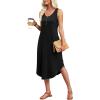 image:imageWIHOLL Summer Dresses for Women Button Front Sleeveless Casual Midi Dress Beach Vacation Sundresses with PocketsSolid Black