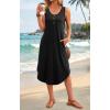 image:imageWIHOLL Summer Dresses for Women Button Front Sleeveless Casual Midi Dress Beach Vacation Sundresses with PocketsSolid Black