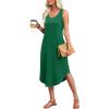 image:imageWIHOLL Summer Dresses for Women Button Front Sleeveless Casual Midi Dress Beach Vacation Sundresses with PocketsSolid Green