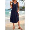 image:imageWIHOLL Summer Dresses for Women Button Front Sleeveless Casual Midi Dress Beach Vacation Sundresses with PocketsSolid Navy