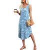 image:imageWIHOLL Summer Dresses for Women Button Front Sleeveless Casual Midi Dress Beach Vacation Sundresses with PocketsSummer Blue Floral