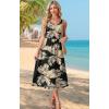 image:imageWIHOLL Summer Dresses for Women Flowy Casual Midi Dress Beach Vacation Sundresses with PocketsBlack Beige Tropical Leaves