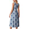 image:imageWIHOLL Summer Dresses for Women Flowy Casual Midi Dress Beach Vacation Sundresses with PocketsBlue Damask Print