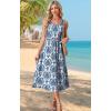 image:imageWIHOLL Summer Dresses for Women Flowy Casual Midi Dress Beach Vacation Sundresses with PocketsBlue Damask Print