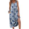 image:imageWIHOLL Summer Dresses for Women Flowy Casual Midi Dress Beach Vacation Sundresses with PocketsBlue Damask Print