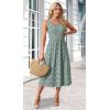 image:imageWIHOLL Summer Dresses for Women Flowy Casual Midi Dress Beach Vacation Sundresses with PocketsGreen White Print