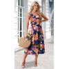 image:imageWIHOLL Summer Dresses for Women Flowy Casual Midi Dress Beach Vacation Sundresses with PocketsNavy Pink Floral