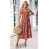 image:imageWIHOLL Summer Dresses for Women Flowy Casual Midi Dress Beach Vacation Sundresses with PocketsRed White Print