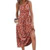 image:imageWIHOLL Summer Dresses for Women Flowy Casual Midi Dress Beach Vacation Sundresses with PocketsRed White Print