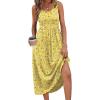 image:imageWIHOLL Summer Dresses for Women Flowy Casual Midi Dress Beach Vacation Sundresses with PocketsYellow White Print