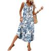 image:imageWIHOLL Summer Dresses for Women Button Front Sleeveless Casual Midi Dress Beach Vacation Sundresses with PocketsBlue Boho Print
