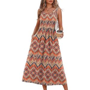 image:imageWIHOLL Summer Dresses for Women Flowy Casual Midi Dress Beach Vacation Sundresses with PocketsBoho Print