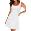 image:imageWIHOLL Womens A Line Sleeveless Square Neck Mini Dress Spring Summer Cute Elegant Classy Club Party Graduation Formal Cocktail Petite Y2K Juniors Teen Girls Little Short White Dresses Trendy XS
