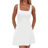 image:imageWIHOLL Womens A Line Sleeveless Square Neck Mini Dress Spring Summer Cute Elegant Classy Club Party Graduation Formal Cocktail Petite Y2K Juniors Teen Girls Little Short White Dresses Trendy XS