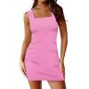 image:imageWIHOLL Womens Summer Mini Dress Graduation Party Club Cocktail Outfits Sleeveless Square Neck Bodycon DressesPink