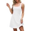 image:imageWIHOLL Womens A Line Sleeveless Square Neck Mini Dress Spring Summer Cute Elegant Classy Club Party Graduation Formal Cocktail Petite Y2K Juniors Teen Girls Little Short White Dresses Trendy XS