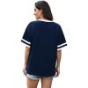 image:imageWIHOLL Womens T Shirts Loose Fit Short Sleeve Tees V Neck Color Block Summer Tops 2026 Fashion S3XL01  Blue