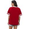 image:imageWIHOLL Womens T Shirts Loose Fit Short Sleeve Tees V Neck Color Block Summer Tops 2026 Fashion S3XL01  Red