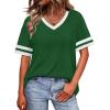 image:imageWIHOLL Womens T Shirts Loose Fit Short Sleeve Tees V Neck Color Block Summer Tops 2026 Fashion S3XL04  Deep Grassgreen