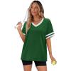 image:imageWIHOLL Womens T Shirts Loose Fit Short Sleeve Tees V Neck Color Block Summer Tops 2026 Fashion S3XL04  Deep Grassgreen