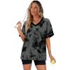 image:imageWIHOLL Womens T Shirts Loose Fit Short Sleeve Tees V Neck Color Block Summer Tops 2026 Fashion S3XL04  Grey Tie Dye