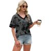 image:imageWIHOLL Womens T Shirts Loose Fit Short Sleeve Tees V Neck Color Block Summer Tops 2026 Fashion S3XL04  Grey Tie Dye