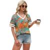 image:imageWIHOLL Womens T Shirts Loose Fit Short Sleeve Tees V Neck Color Block Summer Tops 2026 Fashion S3XL04  Hawaii Orange Blue