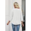 image:imageWIHOLL 34 Length Sleeve Womens Tops Pleated Front Crew Neck Blouses Dressy Casual Business Casual Spring Summer Shirts S3XL01  White