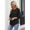 image:imageWIHOLL 34 Length Sleeve Womens Tops Pleated Front Crew Neck Blouses Dressy Casual Business Casual Spring Summer Shirts S3XL02  Black