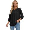 image:imageWIHOLL 34 Length Sleeve Womens Tops Pleated Front Crew Neck Blouses Dressy Casual Business Casual Spring Summer Shirts S3XL02  Black