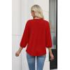 image:imageWIHOLL 34 Length Sleeve Womens Tops Pleated Front Crew Neck Blouses Dressy Casual Business Casual Spring Summer Shirts S3XL03  Red