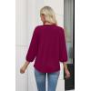image:imageWIHOLL 34 Length Sleeve Womens Tops Pleated Front Crew Neck Blouses Dressy Casual Business Casual Spring Summer Shirts S3XL04  Purple Red