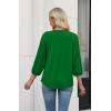 image:imageWIHOLL 34 Length Sleeve Womens Tops Pleated Front Crew Neck Blouses Dressy Casual Business Casual Spring Summer Shirts S3XL06  Green
