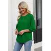 image:imageWIHOLL 34 Length Sleeve Womens Tops Pleated Front Crew Neck Blouses Dressy Casual Business Casual Spring Summer Shirts S3XL06  Green