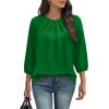 image:imageWIHOLL 34 Length Sleeve Womens Tops Pleated Front Crew Neck Blouses Dressy Casual Business Casual Spring Summer Shirts S3XL06  Green