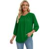 image:imageWIHOLL 34 Length Sleeve Womens Tops Pleated Front Crew Neck Blouses Dressy Casual Business Casual Spring Summer Shirts S3XL06  Green