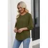 image:imageWIHOLL 34 Length Sleeve Womens Tops Pleated Front Crew Neck Blouses Dressy Casual Business Casual Spring Summer Shirts S3XL07  Army Green