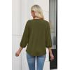 image:imageWIHOLL 34 Length Sleeve Womens Tops Pleated Front Crew Neck Blouses Dressy Casual Business Casual Spring Summer Shirts S3XL07  Army Green