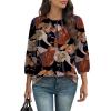 image:imageWIHOLL 34 Length Sleeve Womens Tops Pleated Front Crew Neck Blouses Dressy Casual Business Casual Spring Summer Shirts S3XL08  Floral Print