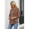 image:imageWIHOLL 34 Length Sleeve Womens Tops Pleated Front Crew Neck Blouses Dressy Casual Business Casual Spring Summer Shirts S3XL09  Brown Tribal