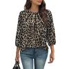image:imageWIHOLL 34 Length Sleeve Womens Tops Pleated Front Crew Neck Blouses Dressy Casual Business Casual Spring Summer Shirts S3XL10  Leopard Print