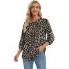 image:imageWIHOLL 34 Length Sleeve Womens Tops Pleated Front Crew Neck Blouses Dressy Casual Business Casual Spring Summer Shirts S3XL10  Leopard Print
