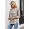 image:imageWIHOLL 34 Length Sleeve Womens Tops Pleated Front Crew Neck Blouses Dressy Casual Business Casual Spring Summer Shirts S3XL11  Beige Plaid