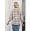 image:imageWIHOLL 34 Length Sleeve Womens Tops Pleated Front Crew Neck Blouses Dressy Casual Business Casual Spring Summer Shirts S3XL11  Beige Plaid